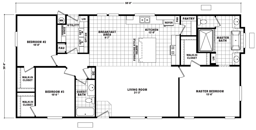 Double Wide Trailer Floor Plans 3 Bedroom