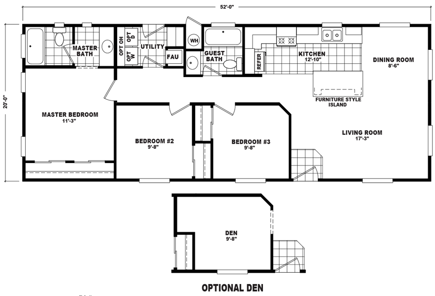 Featured image of post 3 Bedroom Double Wide Fleetwood Mobile Home Floor Plans - Double wides, or two section homes, are floor plans that have two sections joined together to create a larger home.