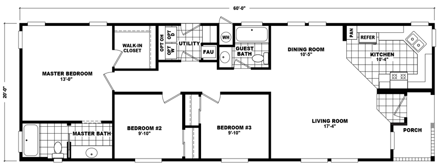 30x40 House 3 Bedroom 2 Bath 1200 Sq Ft